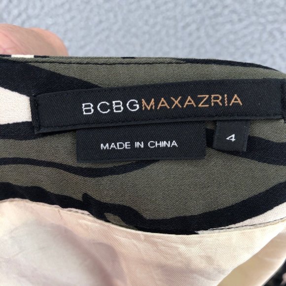 BCBGMAXAZRIA Skirt Womens 4 Green Floral Silk Kailin Pleated Knee A Line Pocket - Picture 8 of 11